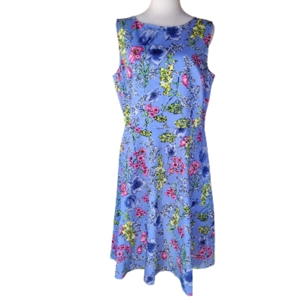 Talbots Vibrant Floral Sleeveless Fit & Flare Midi Length Dress Size 12
